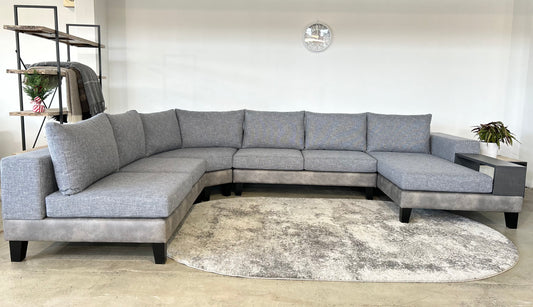 Westport corner lounge with chaise and shelve